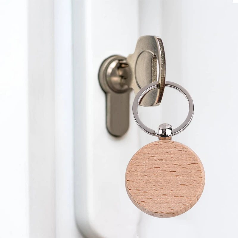 20Pcs Blank Wooden Key Chains Rectangle Wood Key Chain Tags to Paint