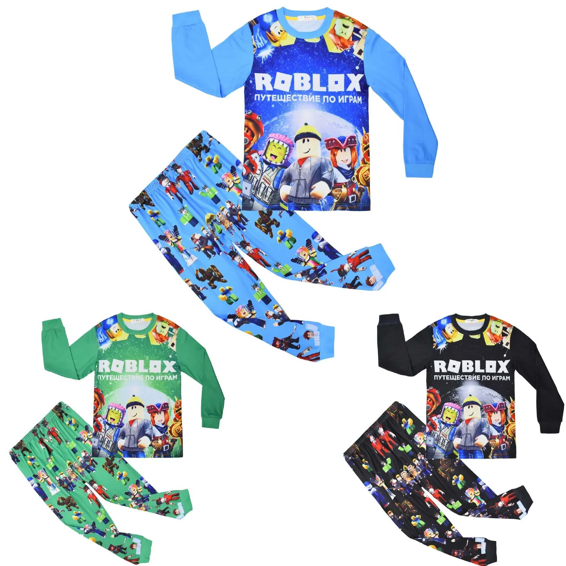 Game Roblox Clothing Middle and Big Kids Homewear Suit Long-sleeved Two-piece Pajamas Birthday Gift For Girls Kids Boys 5
