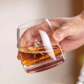 Johnnie Walker Whiskey Glasses Set of 2, 10 OZ Whiskey Glasses, Rocks Glasses for Scotch, Liquor Vodka, Bourbon, Whiskey Gifts