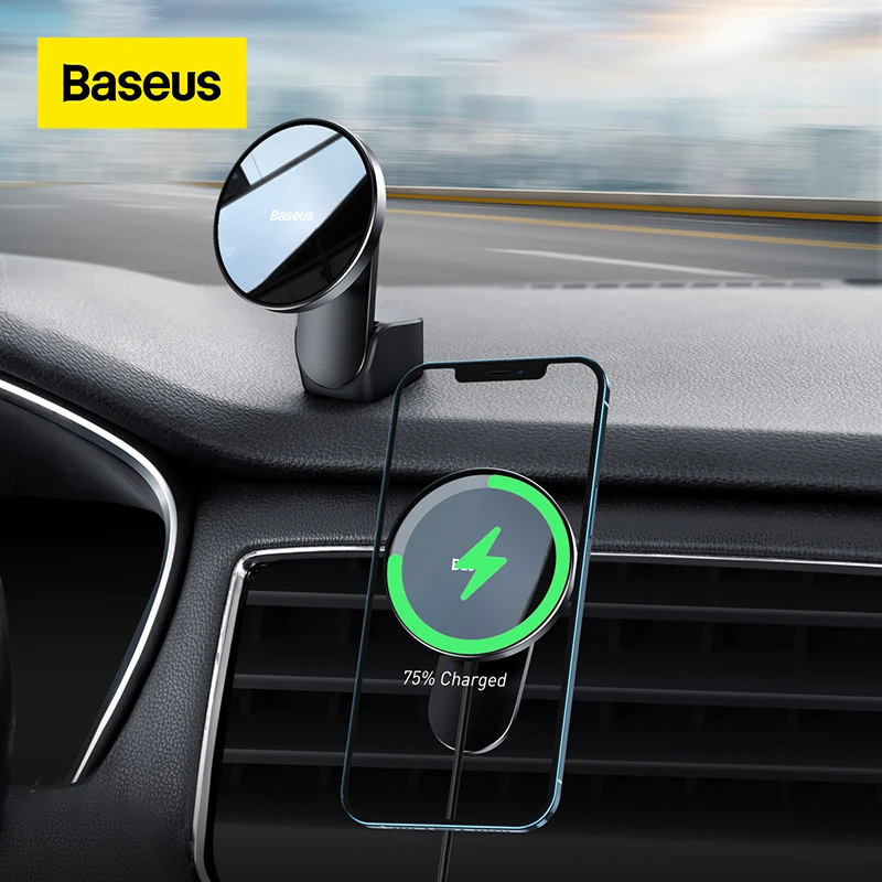 Baseus Wireless Charger For iphone12 13 14Pro Max Car Holder Fast Wireless Charging