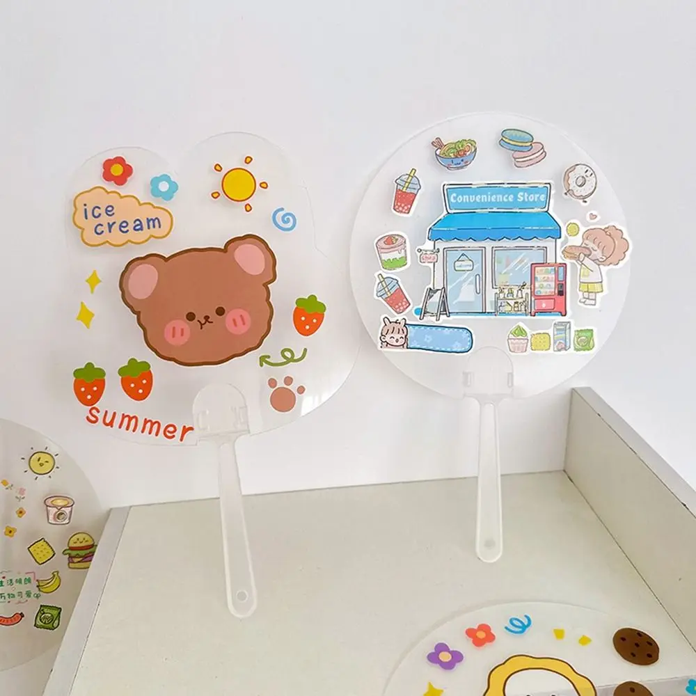DIY Transparent Hand Fans Creative Portable Handicrafts DIY Blank Fan Cute Graffiti Fan Supplies portable fan hand fan