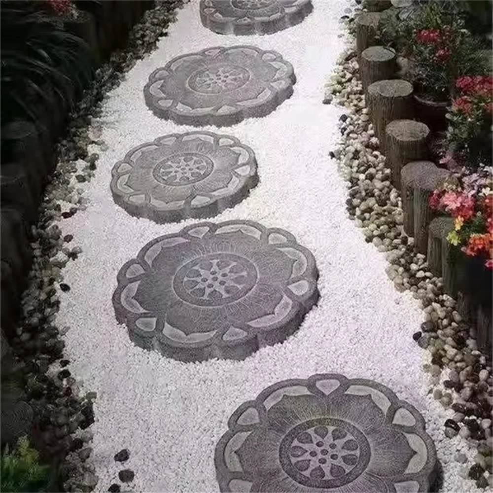 Outdoor Park Lotus Cement Stepping Anti-Slip Mold Stone Grinding Disc Garden Paving Imitation Brick Step