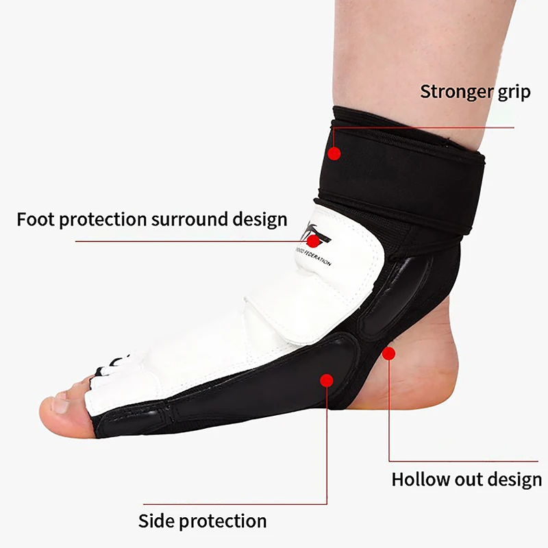 Taekwondo  Leather Foot Gloves Sparring Karate Ankle Protector Guard Gear Boxing Martial Arts Foot Guard Sock Adult Kid 5