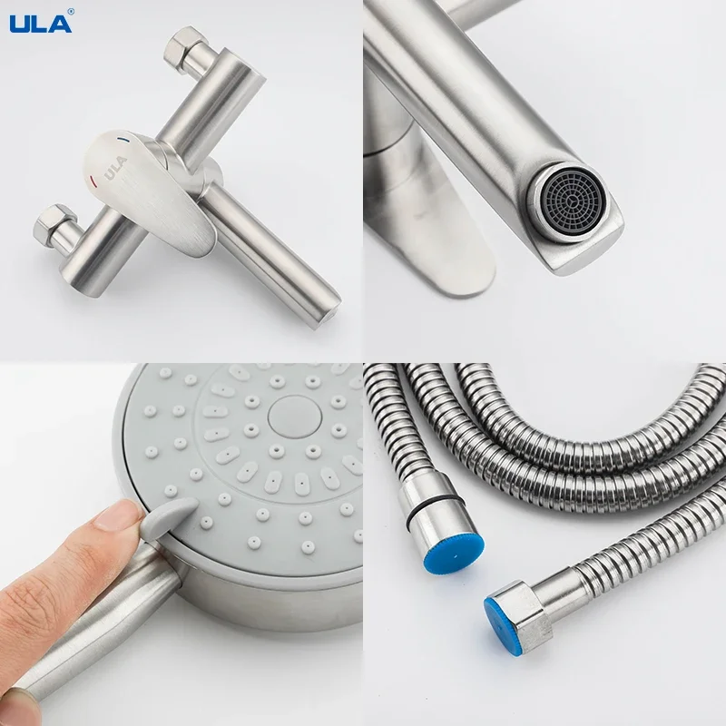 ULA Bathroom Shower Faucet Mixer Spout Bathtub Mixer Taps Hot Cold Bath Faucet Mixer Spout Shower System Rain Shower Head 4