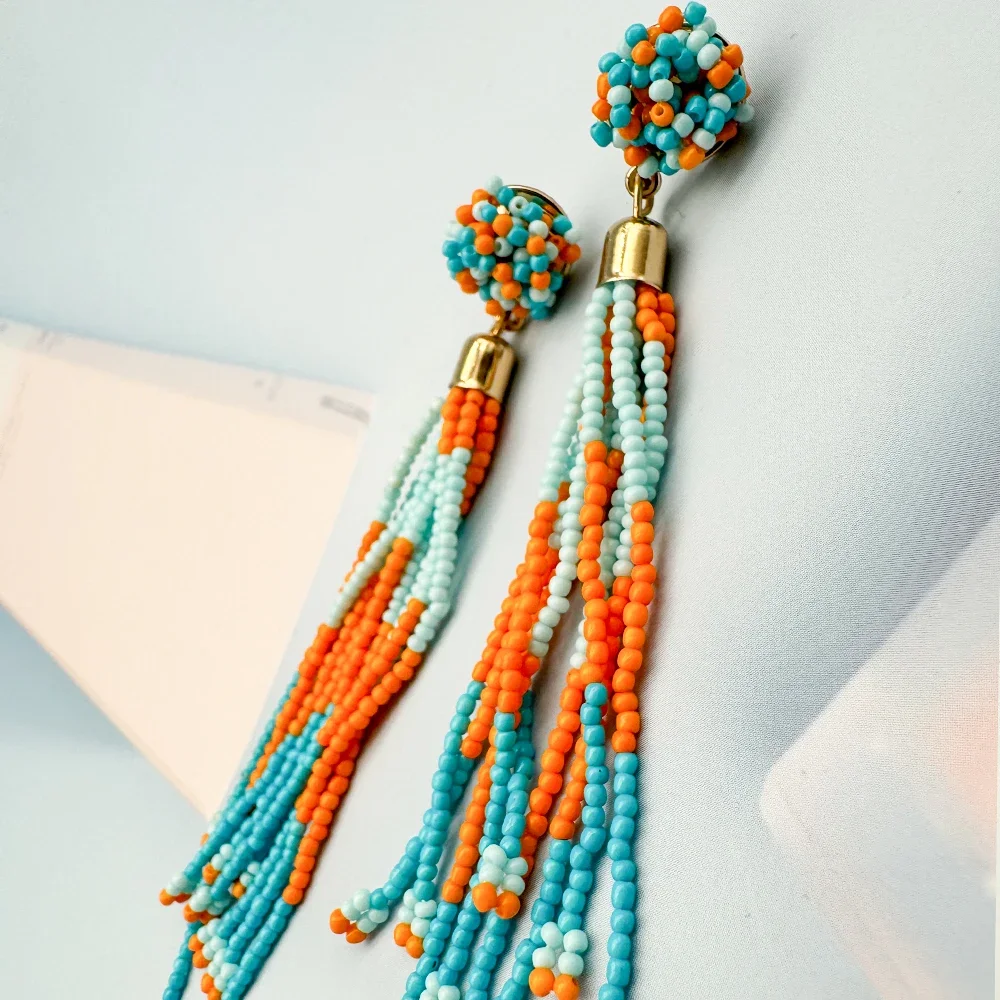 

Long Tassel Earrings Fashion Jewelry 2024 Bohemia Statement Summer Dangle Aesthetic Earrings for Women Accessories