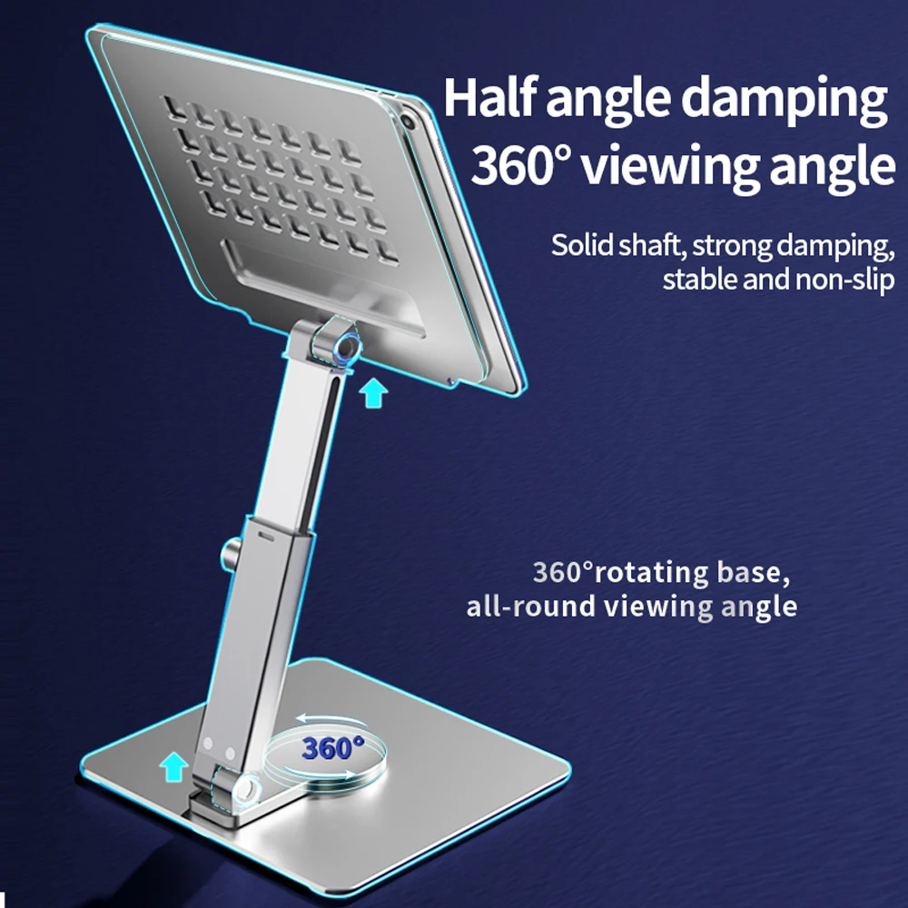Tablet Stand Desk Riser Rotação 360 Multi-ângulo Altura Ajustável Suporte Dobrável Dock para Xiaomi Ipad Tablet Laptop - Imagem 6