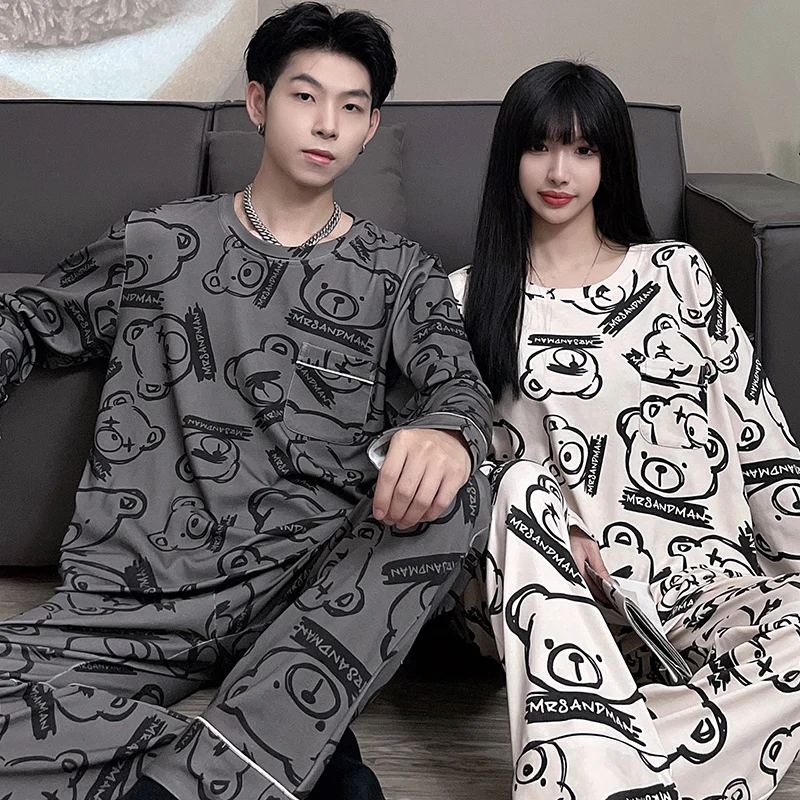 Couple Pajama Set Long Sleeve  Pajama Summer Couple Big Size - Size Pajamas  Set - Aliexpress