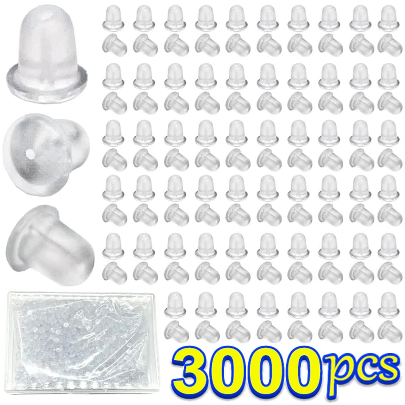 

500-3000pcs Soft Silicone Rubber Earring Back Stoppers for Stud Earrings DIY Earring Findings Accessories Bullet Tube Ear Plugs