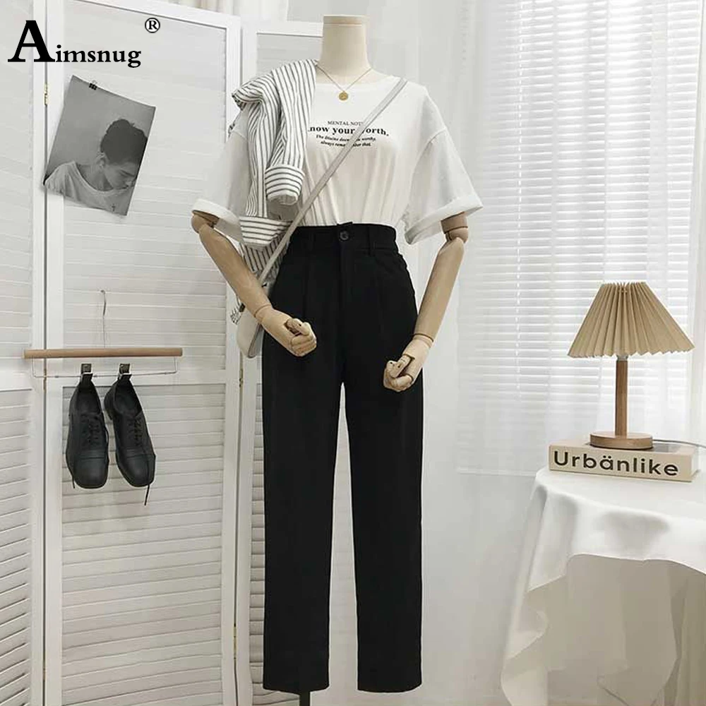 Women High Cut Straight Leg Pant 2023 Kpop Style Pocket Design Trouser Light Blue Casual Loose Pantalon Girls Ankle-Length Pants genuine leather high quality light weight kids sandals soft leather silver ankle strap wide band flat princess kid girls sandals