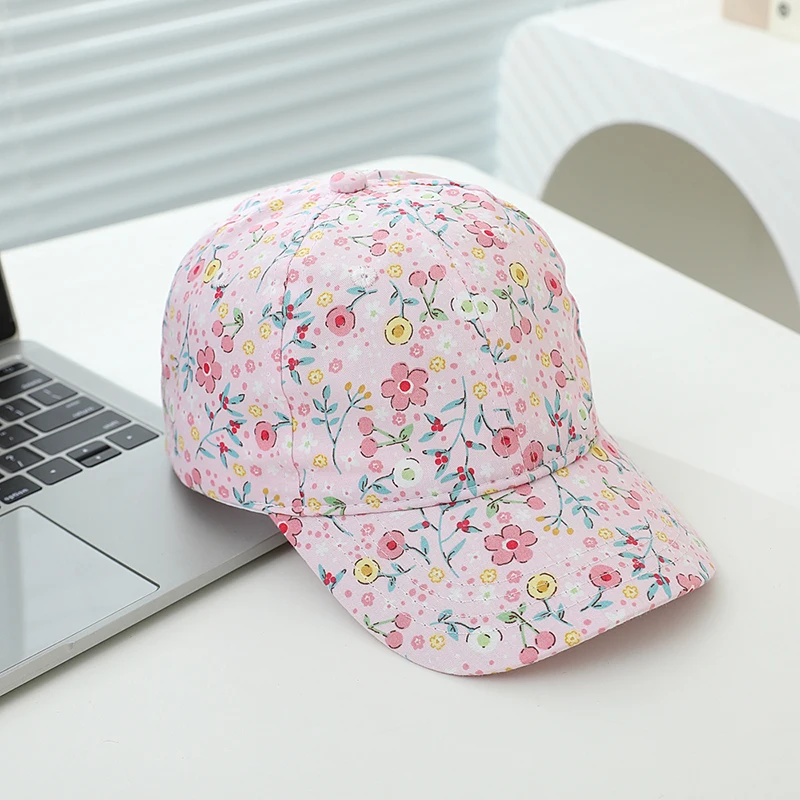 Baby Girls Cotton Baseball 2025 Summer School Cartoon Flowers Children Outdoor Kids Caps for 2-8Years Adjustable Sports Hats