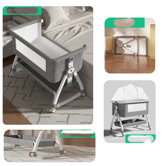 6-in-1 Convertible Baby Bed - Portable Foldable Crib with Detachable Changing Table, Rocking Bassinet & Travel Carry Bag 3
