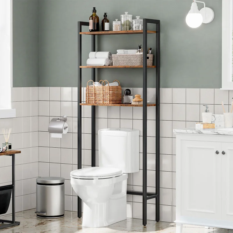 ENVIO DESDE ESPAÑA】Estanteria Baño Blanco y Negro, Estantes para Water,  Estanteria Acero Inoxidable para Encima de Water, Organizador de 3 niveles  para baño, Estantes Inodoro, cocina, WC