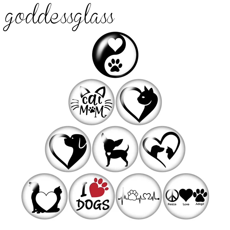 

Новинка, милые следы, любовь, кот, собака, 10 шт., Микс, 12 мм/18 мм/20 мм/25 мм, Круглые, фото, стекло, кабошон, демонстрация, плоская задняя сторона, фурнитура для изготовления