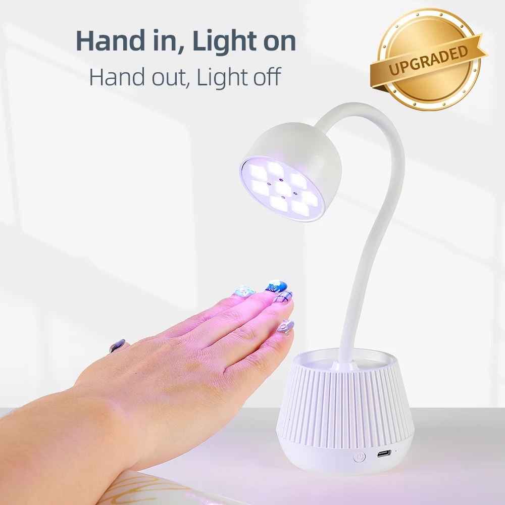 Sf44f44e2019d46079202841ab1493bfeR Mini Nail LED Lamp 24W Nail Dryer False Nail Manicure Polish Glue Fast Drying UV Light Nail Lamp 360° Bendable Table Lamp Design