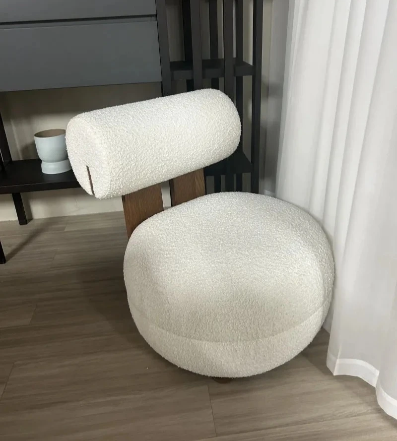 Nordic, Solid Wood, Sofa Chair, Modern, Light Luxury, Cream Style, Living Room Lazy Lamb Wool, Hippo Chair, Single, Casual Chair 1