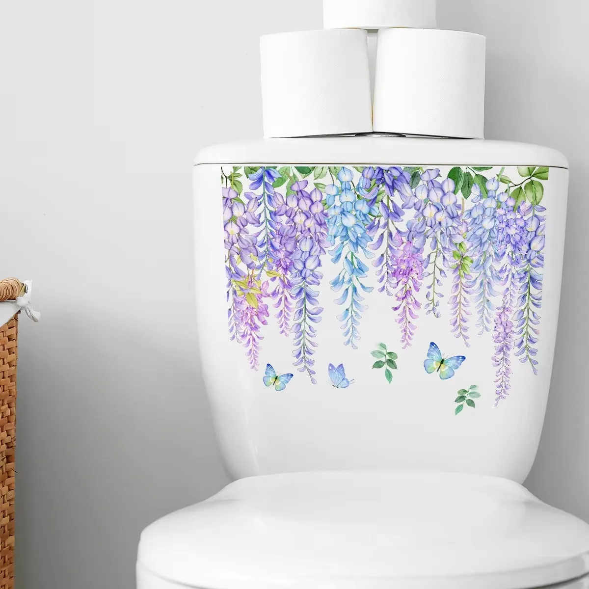 C43# Fresh Plants, Flowers, Leaves, Wall Stickers, Toilet Stickers, Bathroom Decoration Wall Stickers