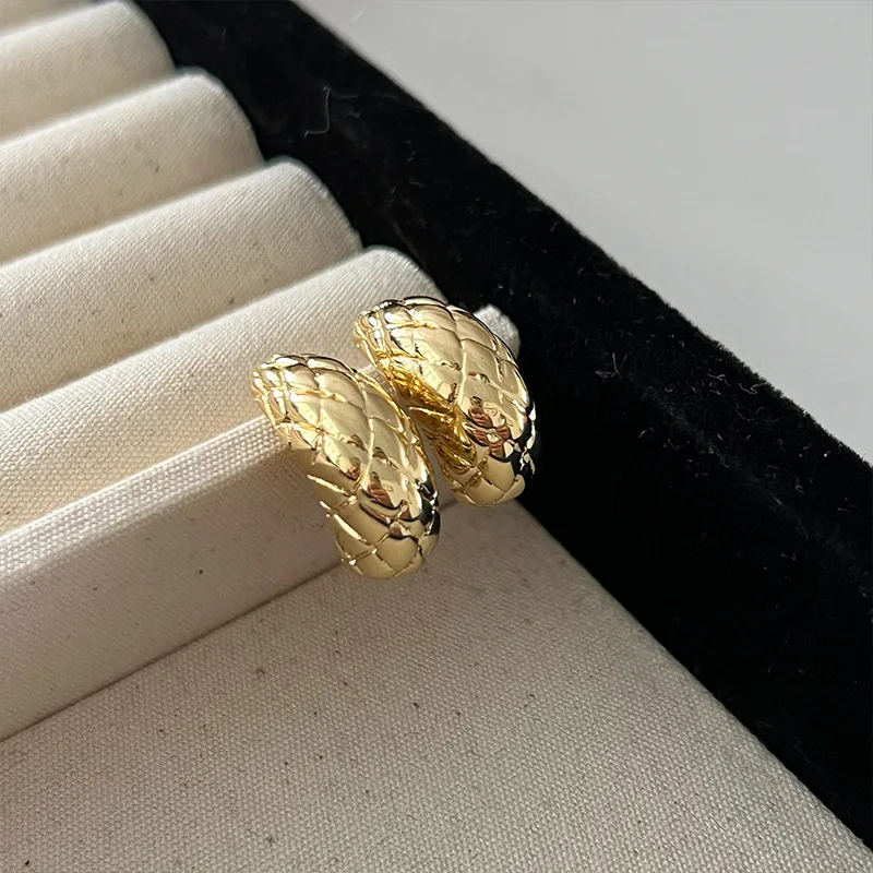 Simple Stud Earrings for Women Diamond Pattern Metal Alloy Geometric Earrings Piercing Fashion Jewelry Exquisite Gift