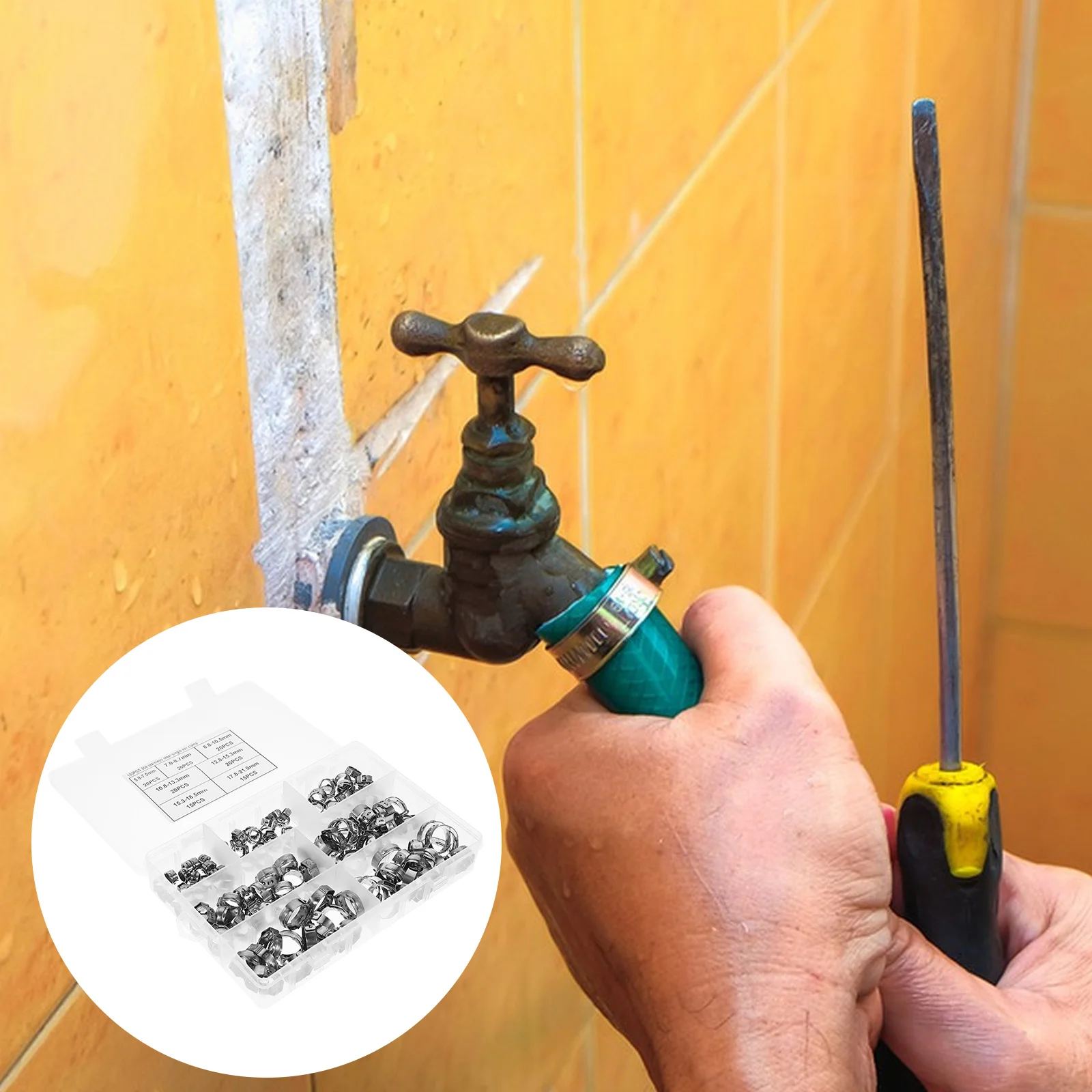 

Hose Clamp Fastener for Crimp Water Drain Cinch Rings Adjustable Pipe Clamps Plumbing Kit