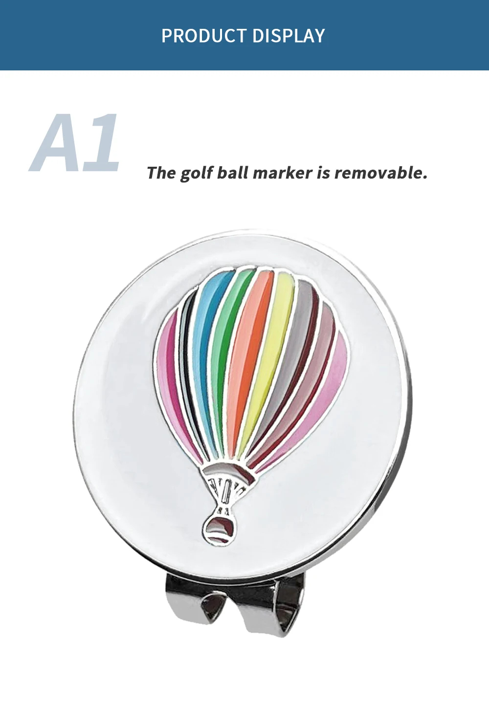 Description Picture 4 of itemHot Air Balloon Pattern Golf Ball Markers with Hat Clips Removable Attaches Easily to Golf Cap Gifts Golf Ball Marker Hat Clip