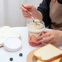 1pcs Overnight Oats Container Milk Fruit Salad Food Storage Glass Jars Portable Cereal Breakfast Cups Water Bottle Kitchen Item 2