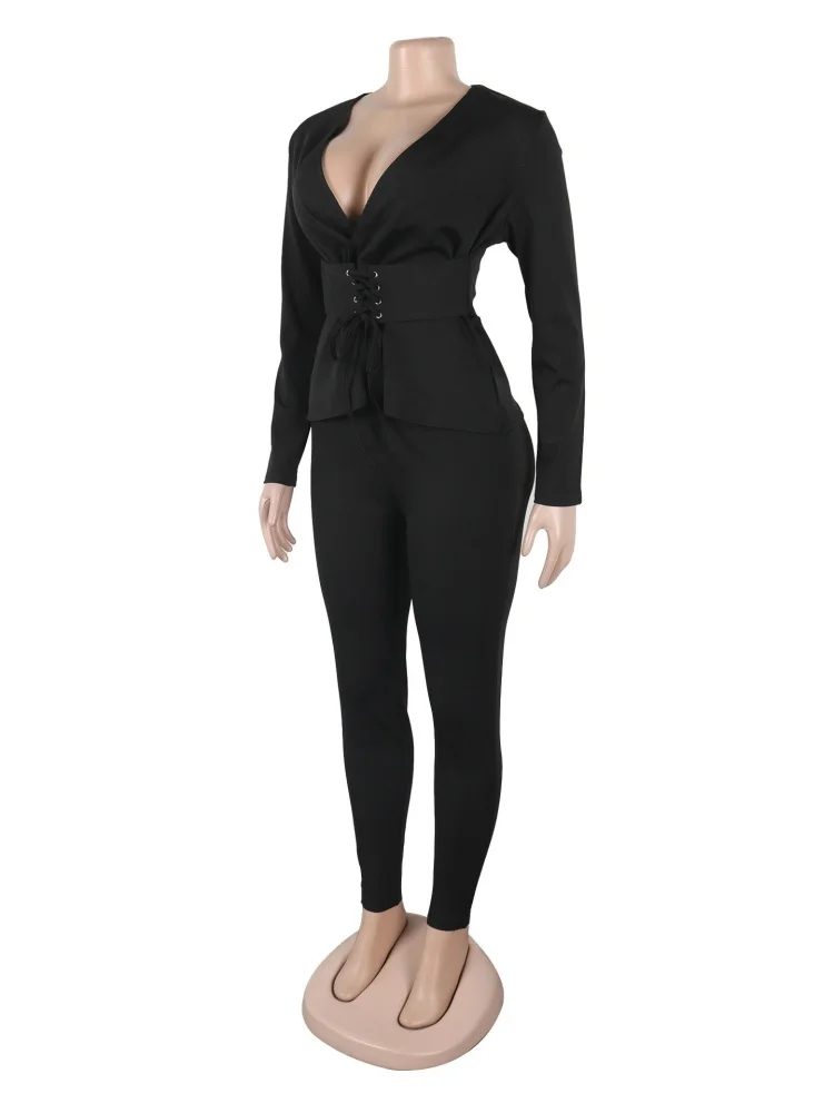 Wmstar Pant Sets Women Solid Long Sleeve 2 Piece Sets Woman Outfit Leggings Pants Matching Clothes Wholesale Dropshpping 2025