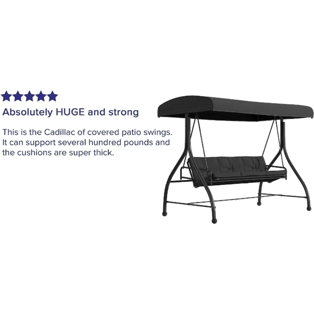 Tellis Outdoor Steel Converting Patio Swing Canopy Hammock with Cushions / Outdoor Swing Bed 4