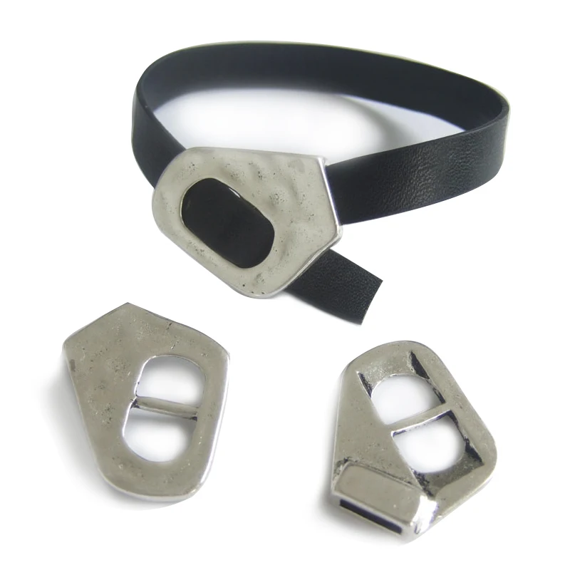 

3Pcs Zinc Alloy Antique Silver Color Flat Buckle Leather Clasp for Diy 10x2mm Flat Leather Rope Bracelet Jewelry Making Finding