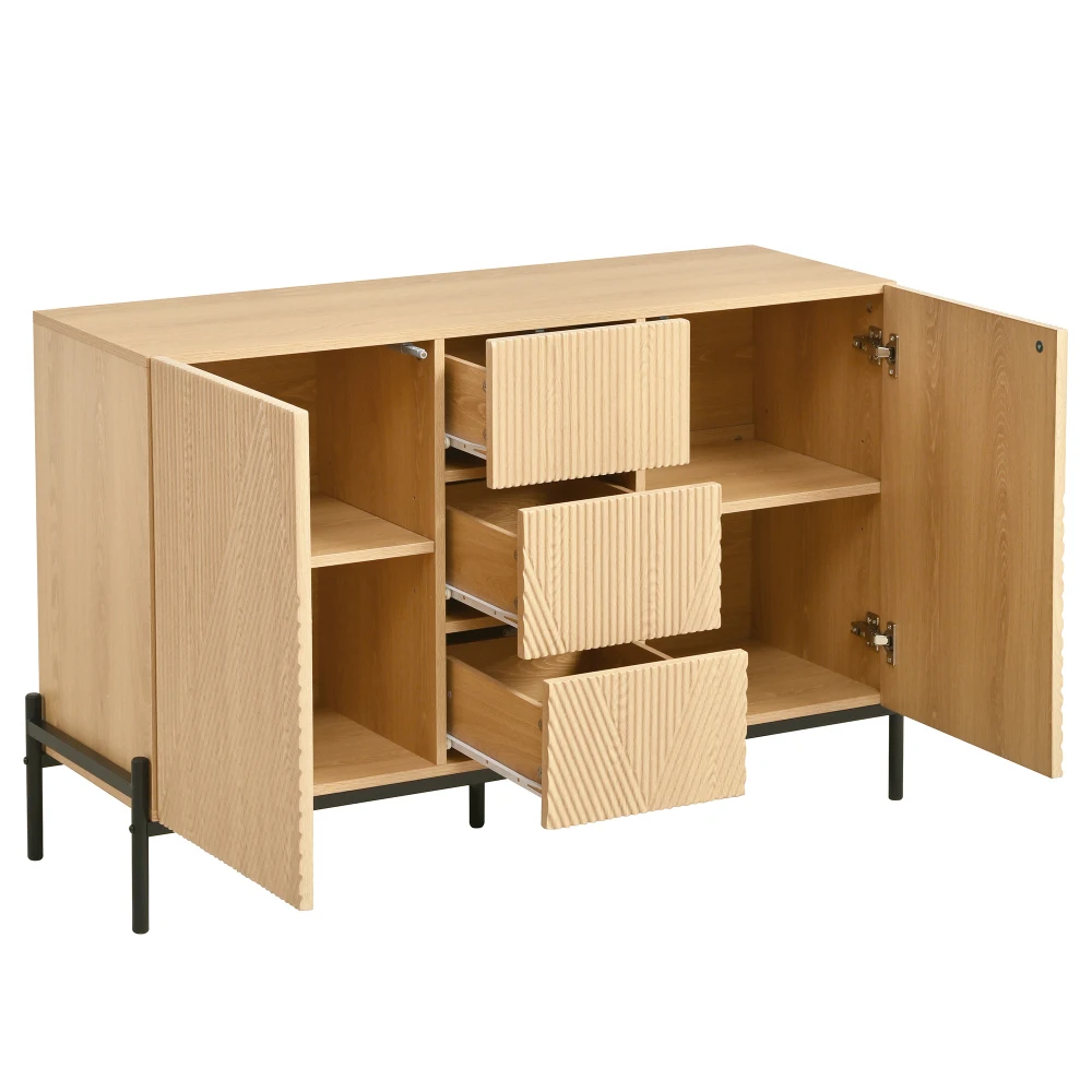 115,5*40*76cm Modernes Minimalistisches Sideboard Buffetschrank, Geometrisches Design Aufbewahrungsschrank mit Mittelschublade, Große Kapazität – Detail 15