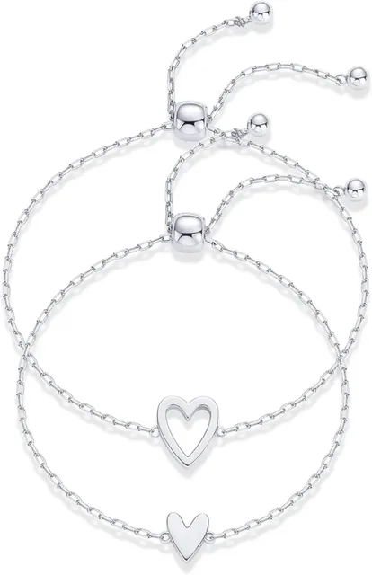 Ensemble de bracelets solitaires en forme de cœur pour femmes, mère et fille, en acier inoxydable plaqué or 14K, cadeaux de bijoux d'amitié, 1 à 3 pièces