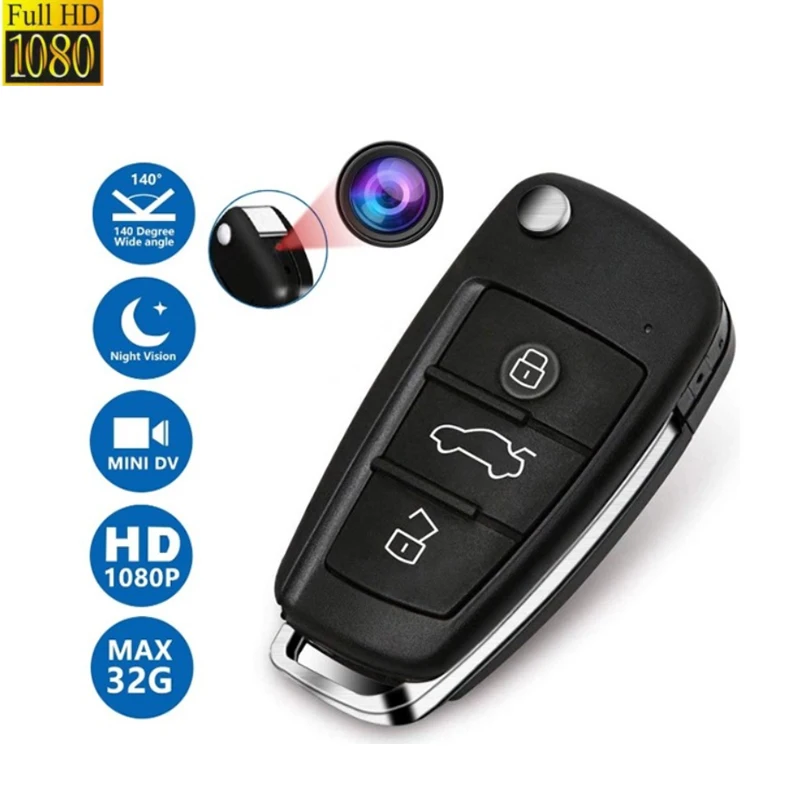 1080P Car Key HD Camera Infrared Night Vision Ultra Small Cam Portable Keychain Camcorder Video recorder Suport Hidden tf card |