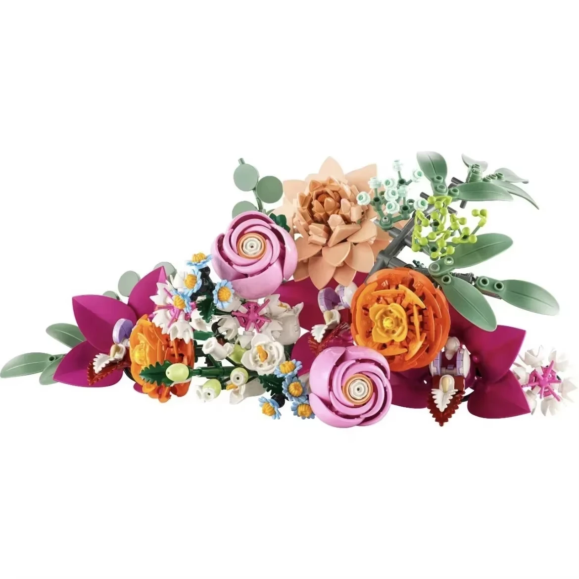 Beautiful zinfandel bouquet building 10342 blocks creative home desktop decoration building blocks toys girls birthday gift toys building block toys building toy set