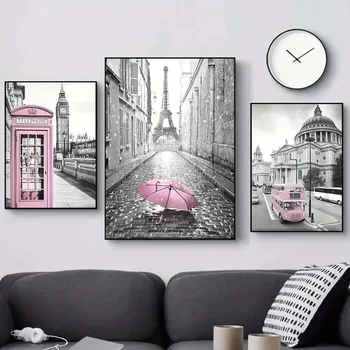 3pcs Modern Art Canvas Poster Eiffel Tower Girls Bedroom Decoration 1