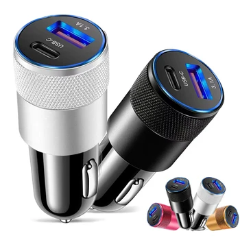 Caricabatterie da auto USB 120W con ricarica rapida PD Type-C per Xiaomi Huawei, adattatore per telefono, presa accendisigari