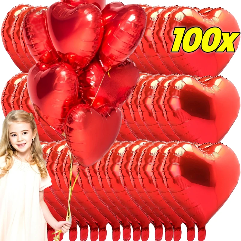 18Inch Red Heart Balloons Inflatable Love Shaped Aluminum Foil Balloon ...