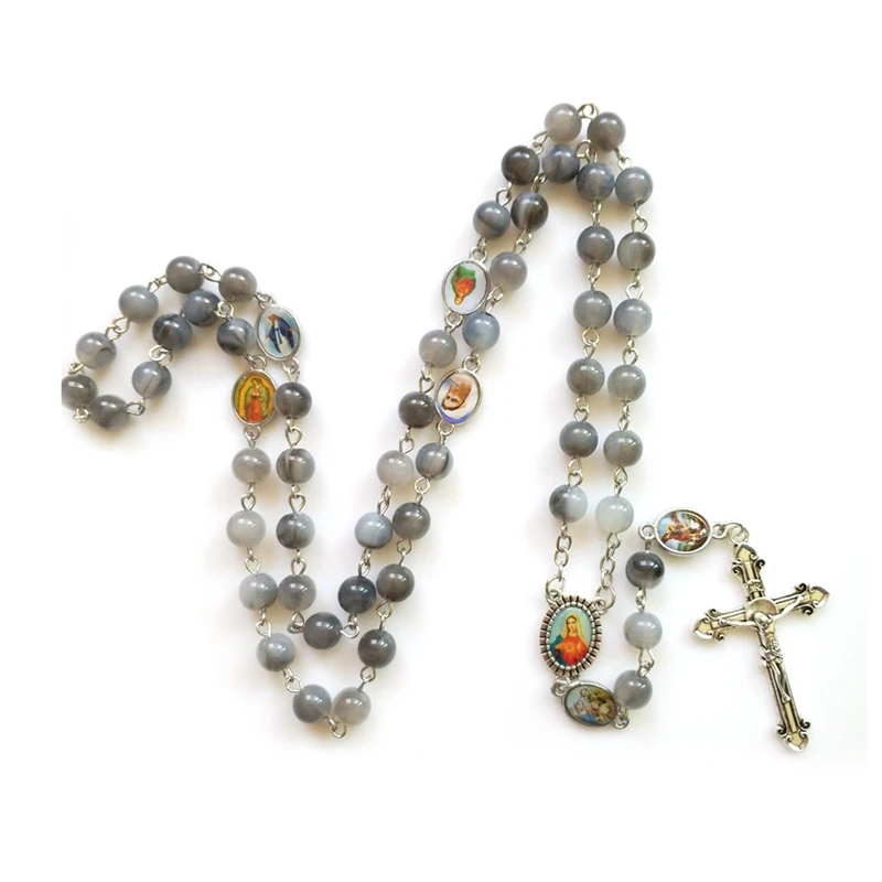 Gray Beads Rosary Necklace 2