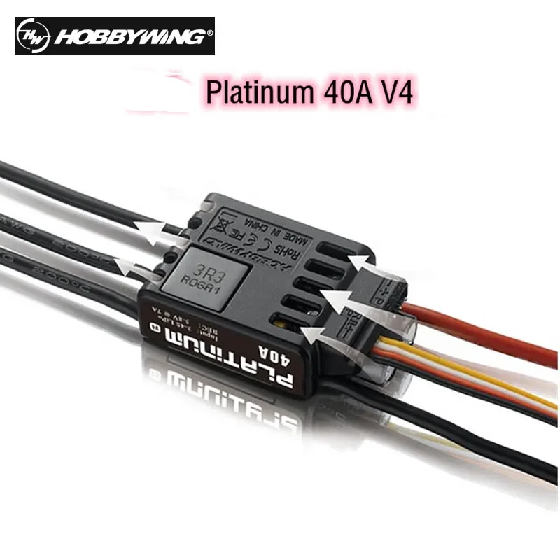 100% Originale Hobbywing Platinum 40A V4 Brushless Electronic Speed Controller Esc Per Rc Drone Heli Fpv Multi-Rotore