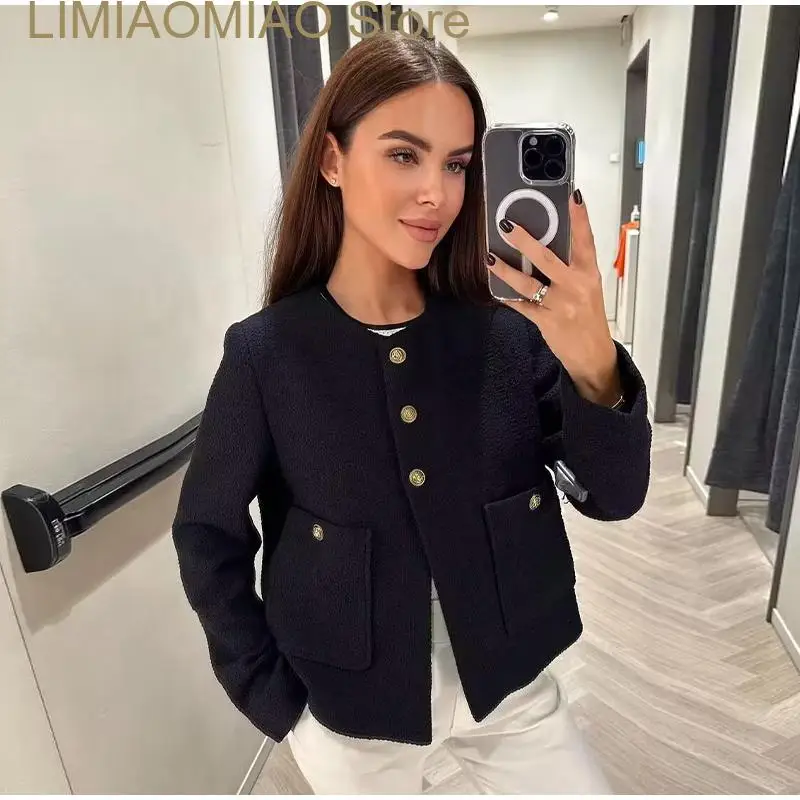 New Woman Fashion Plaid Coats Spring Autumn Female Elegant High Quality O-Neck Coat Ladies Single Breasted Long Sleeve Clothes