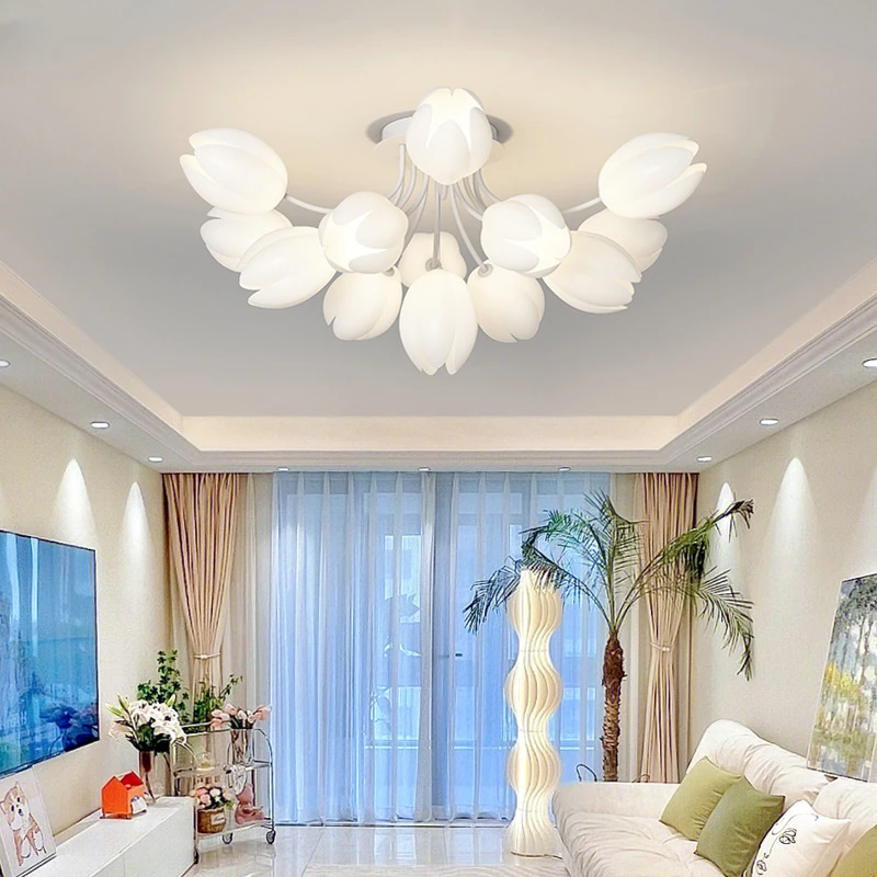 

Современные светодиодные люстры с белыми цветами лилии, лампы De Techo, потолочные светильники для гостиной, столовой, кухни, спальни