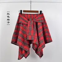 Summer Casual Retro Irregular Women Skirt Bow-knot Elastic Waist Shirt Style Blue White Lattice Mini A-line Shortskirt Female - Image 6