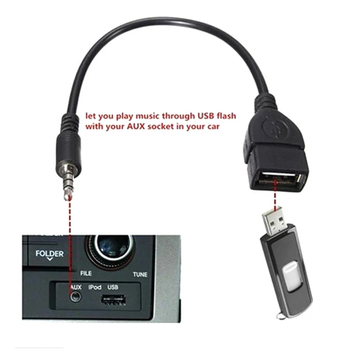 자동차 AUX 오디오 케이블-USB 오디오 케이블, 음악 재생용 자동차 전자 장치, USB 헤드폰 변환기, 3.5mm 블랙 2