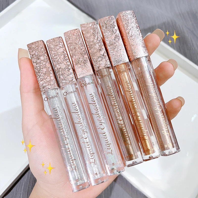 

OCHEAL Glitter Highlighter Liquid Eye Shadow Waterproof Shiny Lasting Monochromatic Flakes Shimmer Eye Shadow Cosmetics Makeup
