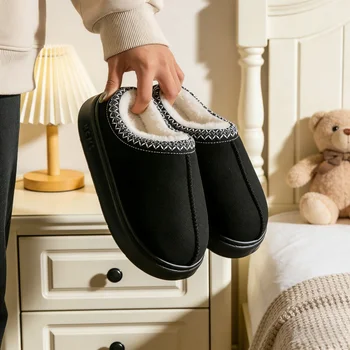 Indoor plush cotton slippers soft and comfortable winter shoes women's fashion home shoes women's winter slippers non-slip 1