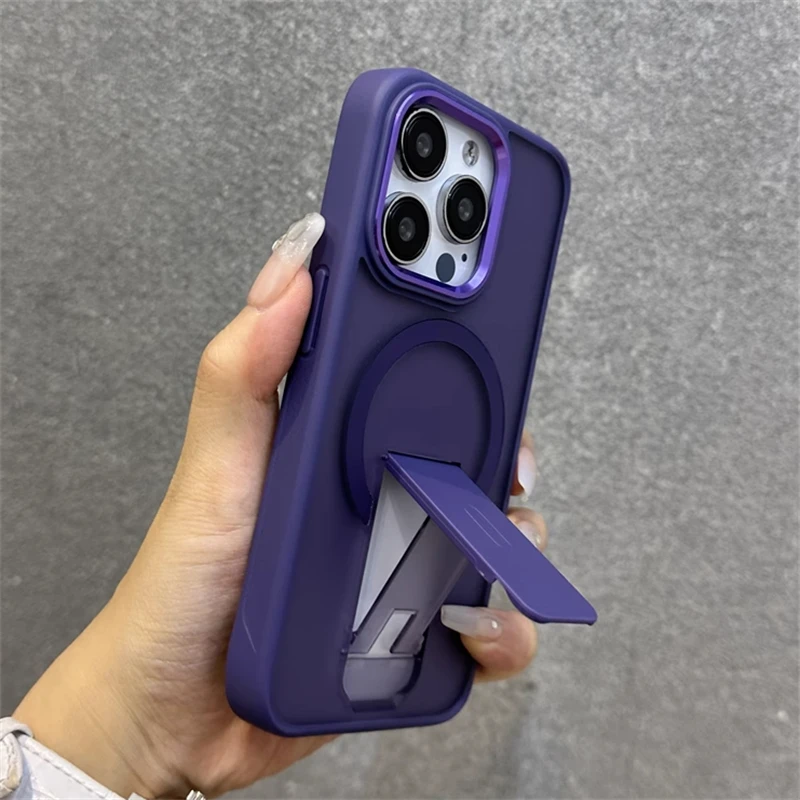 Matte Translucent Magnetic Folding Stand Holder Case with Wireless Charging Cover