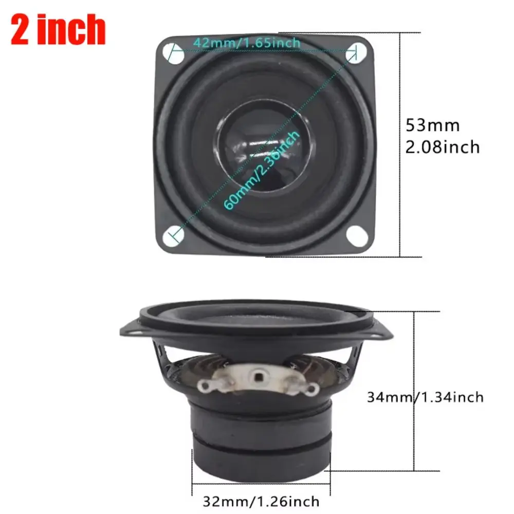 New 2 Inch 3 Inch Subwoofer Speaker 4 Ohm 15W Convex Cap Speakers Audio Bass Square Woofer DIY Bookshelf Speakers