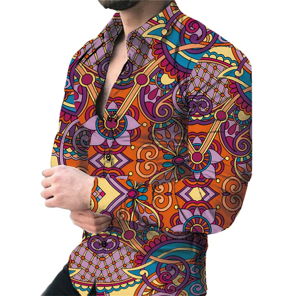 thumbnail image 1 of Camisa de hombre Retro Street 2024 Primavera/Verano Otoño/Invierno Moda Camisa de hombre con estampado 3D Camisa de manga larga con botones, 1 of 5