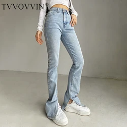 TVVOVVIN Spring autumn fashion flared pants women thin slim tight split jeans trousers Denim pants korean Girl female H8VT