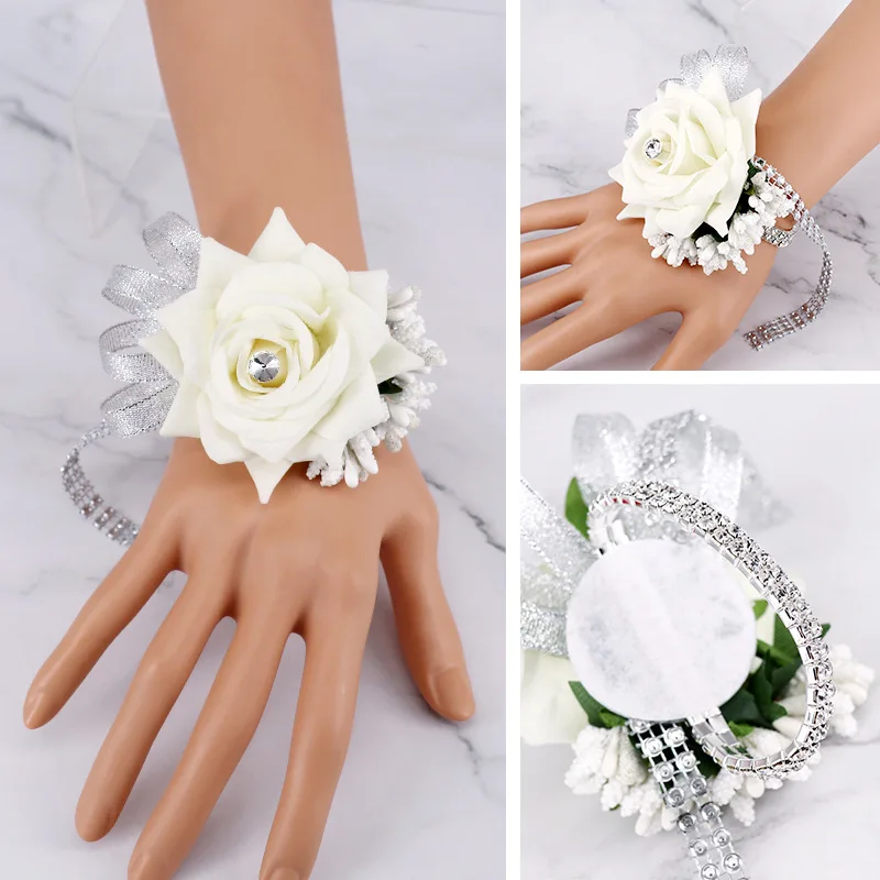 Boutonniere And Wright Corsage Wedding Accessories Bride Crystal Diamond Chain European Wedding Banquet sisters Simulation