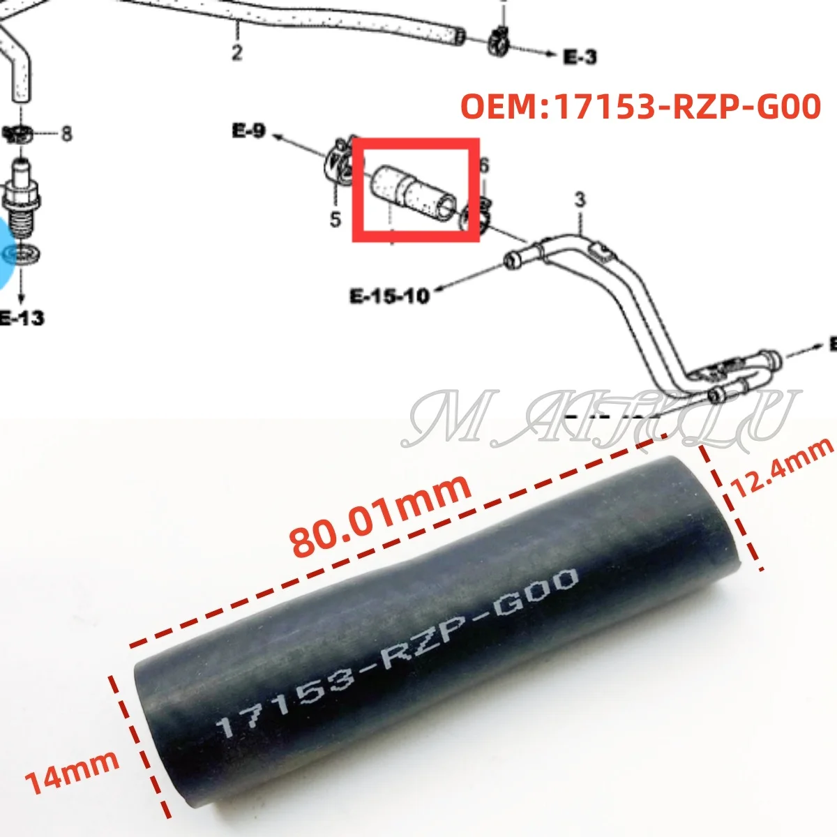 17153RZPG00 is suitable for Honda 07-11 CR-V engine RE1 RE2 valve chamber cover connection pipe exhaust pipe rubber
