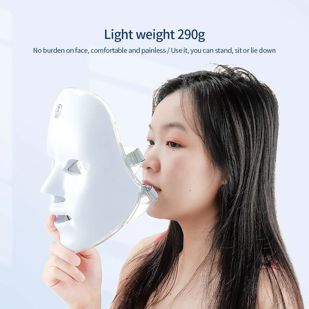 Rechargeable Facial LED Mask 7 Colors LED Photon Therapy Skin Rejuvenation Anti Acne Wrinkle Removal Beauty Mask Skin Brightenin 3