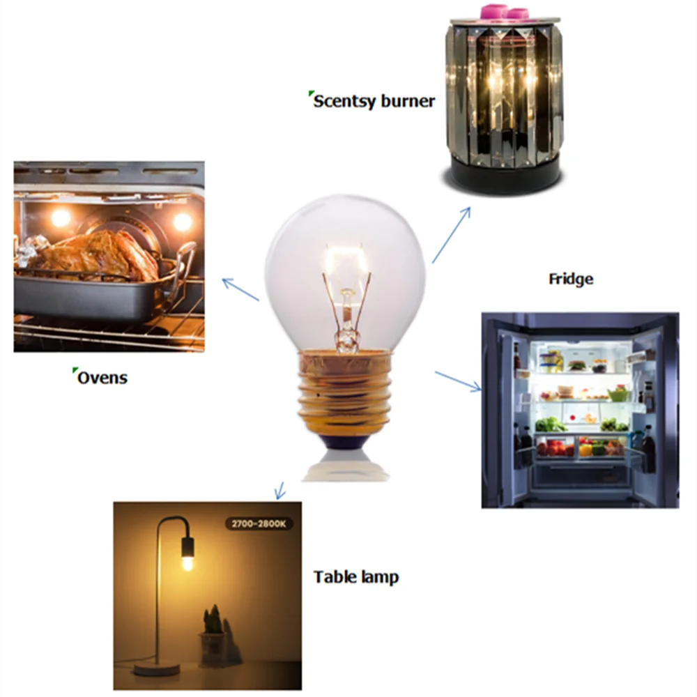 40W Oven Light Bulbs incandescent bulb Appliance Replacement Bulbs for Oven Stove Refrigerator Microwave Incandescent High Temp G45 E27 4PACK